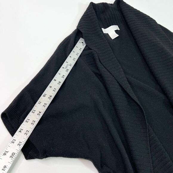 Arlotta Cardigan Sweater Women Small Black Short Sleeve Cashmere Open Front - Picture 5 of 7